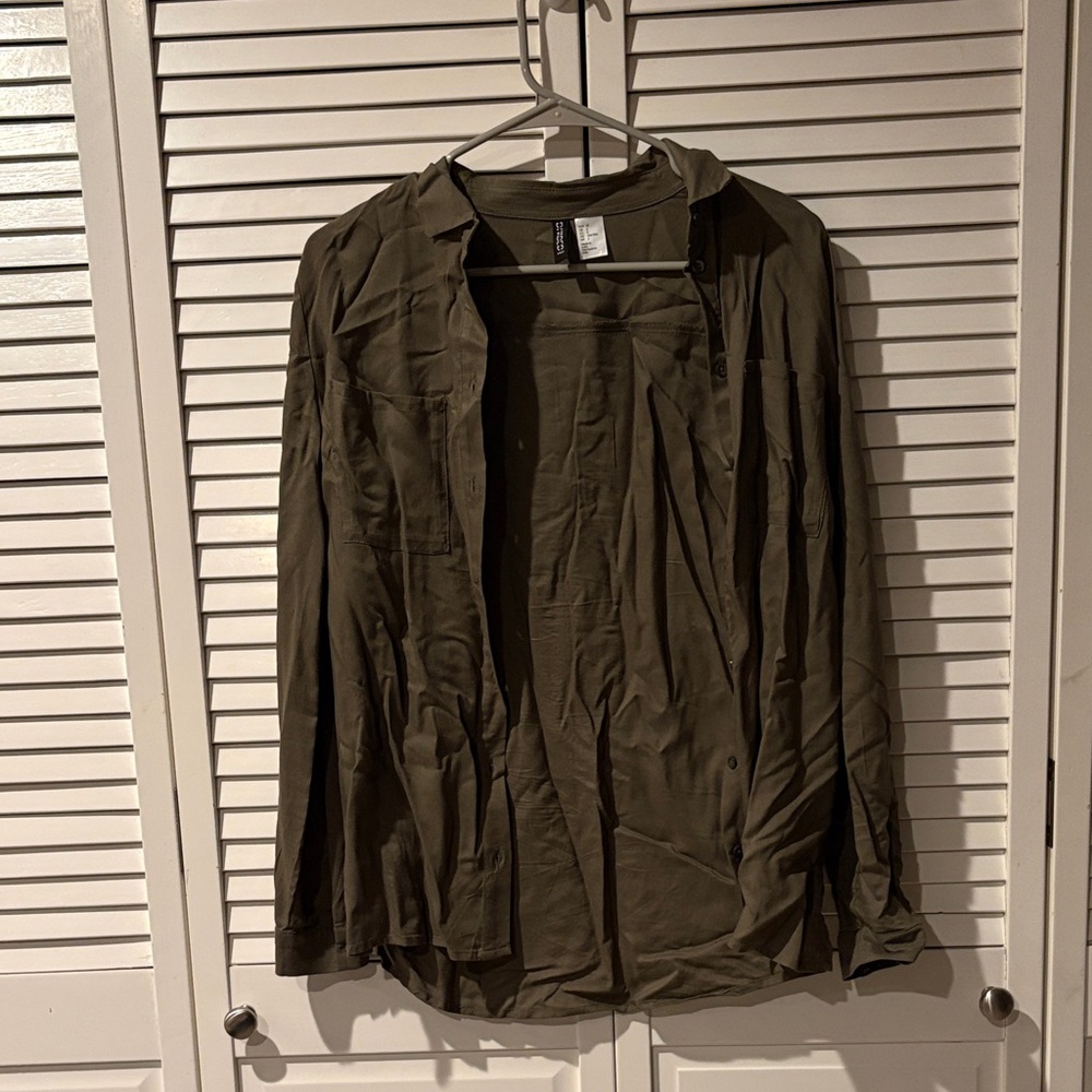 H&M Khaki Button-Up Shirt